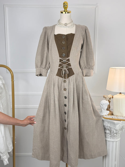Rochie vintage spectaculoasă din pânză de in
