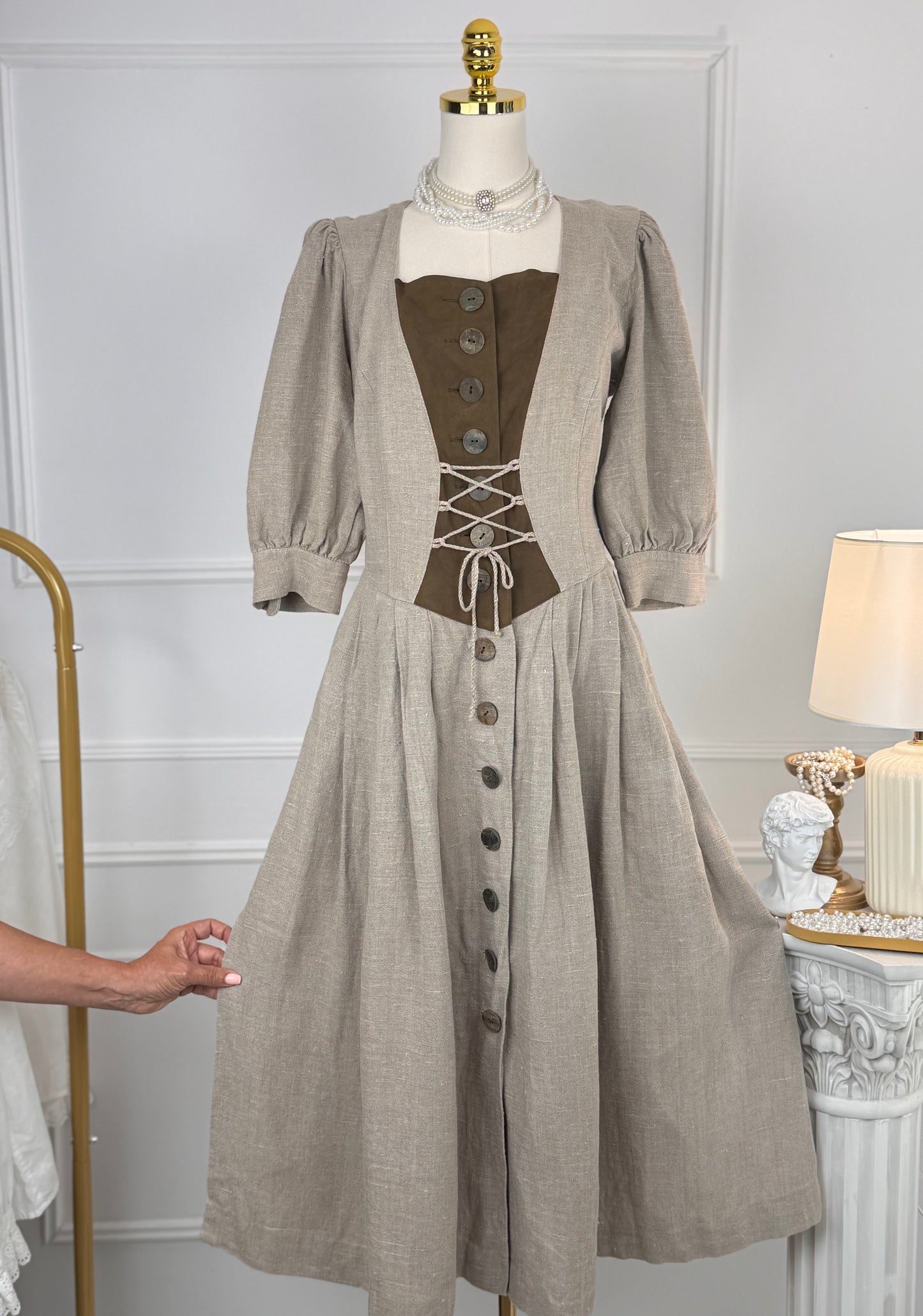 Rochie vintage spectaculoasă din pânză de in
